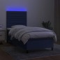vidaXL Cama box spring colchón y luces LED tela azul 80x200 cm