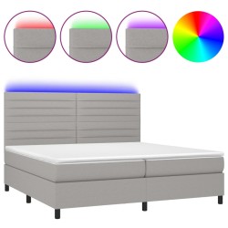 vidaXL Cama box spring con colchón tela y LED gris claro 200x200 cm