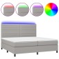 vidaXL Cama box spring con colchón tela y LED gris claro 200x200 cm vidaXL Cama box spring con colchón tela y LED gris claro 200x200 cm