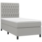 vidaXL Cama box spring colchón y luces LED tela gris claro 90x190 cm