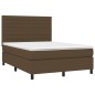 vidaXL Cama box spring colchón luces LED tela marrón oscuro 140x200cm vidaXL Cama box spring colchón luces LED tela marrón oscuro 140x200cm