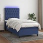 vidaXL Cama box spring colchón y luces LED tela azul 80x200 cm vidaXL Cama box spring colchón y luces LED tela azul 80x200 cm