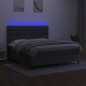 vidaXL Cama box spring colchón y luces LED tela gris oscuro 160x200 cm vidaXL Cama box spring colchón y luces LED tela gris oscuro 160x200 cm