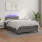 vidaXL Cama box spring colchón y LED cuero sintético gris 120x200 cm