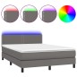 vidaXL Cama box spring colchón y LED cuero sintético gris 140x200 cm vidaXL Cama box spring colchón y LED cuero sintético gris 140x200 cm