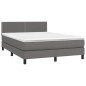 vidaXL Cama box spring colchón y LED cuero sintético gris 140x200 cm vidaXL Cama box spring colchón y LED cuero sintético gris 140x200 cm