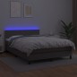 vidaXL Cama box spring colchón y LED cuero sintético gris 140x200 cm vidaXL Cama box spring colchón y LED cuero sintético gris 140x200 cm