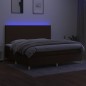 vidaXL Cama box spring colchón luces LED tela marrón oscuro 200x200 cm