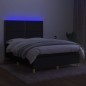 vidaXL Cama box spring colchón y luces LED tela negro 140x200 cm
