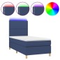 vidaXL Cama box spring colchón y luces LED tela azul 90x200 cm