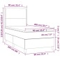 vidaXL Cama box spring colchón y luces LED tela azul 90x200 cm