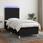 vidaXL Cama box spring colchón y luces LED tela negro 90x200 cm