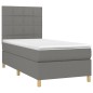 vidaXL Cama box spring colchón y luces LED tela gris oscuro 80x200 cm