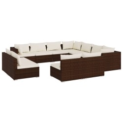 vidaXL Set de muebles de jardín 11 pzas cojines ratán sintético marrón