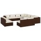 vidaXL Set de muebles de jardín 11 pzas cojines ratán sintético marrón vidaXL Set de muebles de jardín 11 pzas cojines ratán sintético marrón