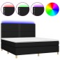 vidaXL Cama box spring colchón y luces LED tela negro 160x200 cm vidaXL Cama box spring colchón y luces LED tela negro 160x200 cm