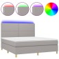vidaXL Cama box spring colchón y luces LED tela gris claro 160x200 cm