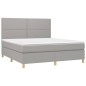 vidaXL Cama box spring colchón y luces LED tela gris claro 160x200 cm