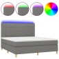 vidaXL Cama box spring colchón y luces LED tela gris oscuro 180x200 cm vidaXL Cama box spring colchón y luces LED tela gris oscuro 180x200 cm