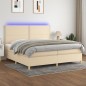 vidaXL Cama box spring colchón y luces LED tela crema 200x200 cm vidaXL Cama box spring colchón y luces LED tela crema 200x200 cm
