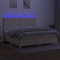 vidaXL Cama box spring colchón y luces LED tela crema 200x200 cm vidaXL Cama box spring colchón y luces LED tela crema 200x200 cm