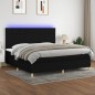 vidaXL Cama box spring colchón y luces LED tela negro 200x200 cm vidaXL Cama box spring colchón y luces LED tela negro 200x200 cm