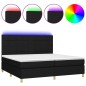 vidaXL Cama box spring colchón y luces LED tela negro 200x200 cm vidaXL Cama box spring colchón y luces LED tela negro 200x200 cm