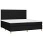vidaXL Cama box spring colchón y luces LED tela negro 200x200 cm vidaXL Cama box spring colchón y luces LED tela negro 200x200 cm