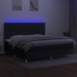 vidaXL Cama box spring colchón y luces LED tela negro 200x200 cm vidaXL Cama box spring colchón y luces LED tela negro 200x200 cm