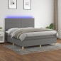 vidaXL Cama box spring colchón y luces LED tela gris oscuro 160x200 cm vidaXL Cama box spring colchón y luces LED tela gris oscuro 160x200 cm
