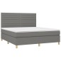 vidaXL Cama box spring colchón y luces LED tela gris oscuro 160x200 cm vidaXL Cama box spring colchón y luces LED tela gris oscuro 160x200 cm