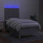 vidaXL Cama box spring colchón y luces LED tela gris claro 90x190 cm vidaXL Cama box spring colchón y luces LED tela gris claro 90x190 cm