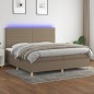 vidaXL Cama box spring colchón y luces LED tela gris taupe 200x200 cm vidaXL Cama box spring colchón y luces LED tela gris taupe 200x200 cm