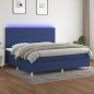 vidaXL Cama box spring colchón y luces LED tela azul 200x200 cm vidaXL Cama box spring colchón y luces LED tela azul 200x200 cm