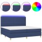 vidaXL Cama box spring colchón y luces LED tela azul 200x200 cm vidaXL Cama box spring colchón y luces LED tela azul 200x200 cm