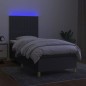 vidaXL Cama box spring colchón y luces LED tela gris oscuro 90x190 cm vidaXL Cama box spring colchón y luces LED tela gris oscuro 90x190 cm