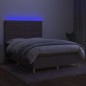 vidaXL Cama box spring colchón y luces LED tela gris taupe 140x190 cm
