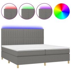 vidaXL Cama box spring colchón y luces LED tela gris claro 200x200 cm