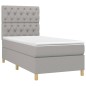vidaXL Cama box spring colchón y luces LED tela gris claro 80x200 cm vidaXL Cama box spring colchón y luces LED tela gris claro 80x200 cm