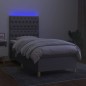 vidaXL Cama box spring colchón y luces LED tela gris claro 80x200 cm vidaXL Cama box spring colchón y luces LED tela gris claro 80x200 cm
