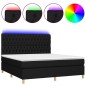 vidaXL Cama box spring colchón y luces LED tela negro 180x200 cm vidaXL Cama box spring colchón y luces LED tela negro 180x200 cm