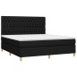 vidaXL Cama box spring colchón y luces LED tela negro 180x200 cm vidaXL Cama box spring colchón y luces LED tela negro 180x200 cm