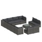 vidaXL Set de muebles de jardín 13 pzas cojines ratán sintético gris