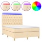 vidaXL Cama box spring colchón y luces LED tela crema 140x190 cm vidaXL Cama box spring colchón y luces LED tela crema 140x190 cm
