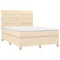 vidaXL Cama box spring colchón y luces LED tela crema 140x190 cm vidaXL Cama box spring colchón y luces LED tela crema 140x190 cm