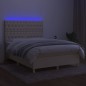 vidaXL Cama box spring colchón y luces LED tela crema 140x190 cm vidaXL Cama box spring colchón y luces LED tela crema 140x190 cm