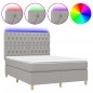 vidaXL Cama box spring colchón y luces LED tela gris claro 140x190 cm vidaXL Cama box spring colchón y luces LED tela gris claro 140x190 cm
