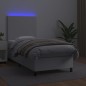 vidaXL Cama box spring y colchón LED cuero sintético blanco 80x200 cm vidaXL Cama box spring y colchón LED cuero sintético blanco 80x200 cm