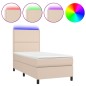vidaXL Cama box spring colchón LED cuero sintético capuchino 80x200 cm vidaXL Cama box spring colchón LED cuero sintético capuchino 80x200 cm
