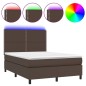 vidaXL Cama box spring colchón y LED cuero sintético marrón 140x190 cm vidaXL Cama box spring colchón y LED cuero sintético marrón 140x190 cm
